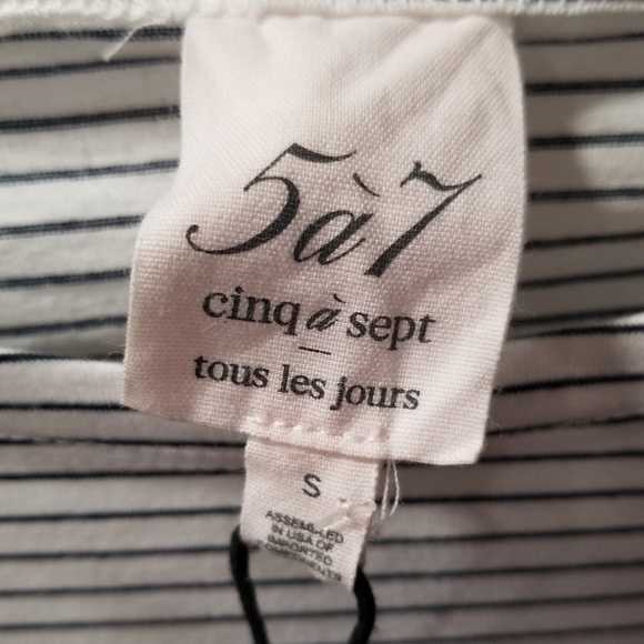 SOLD! NWT Cinq a Sept Maxine Striped Bonjour Top French 3/4 Length Sleeves - Picture 4 of 10